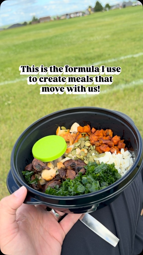 Black bowl meal at a soccer field for formula cooking dinner without a recipe